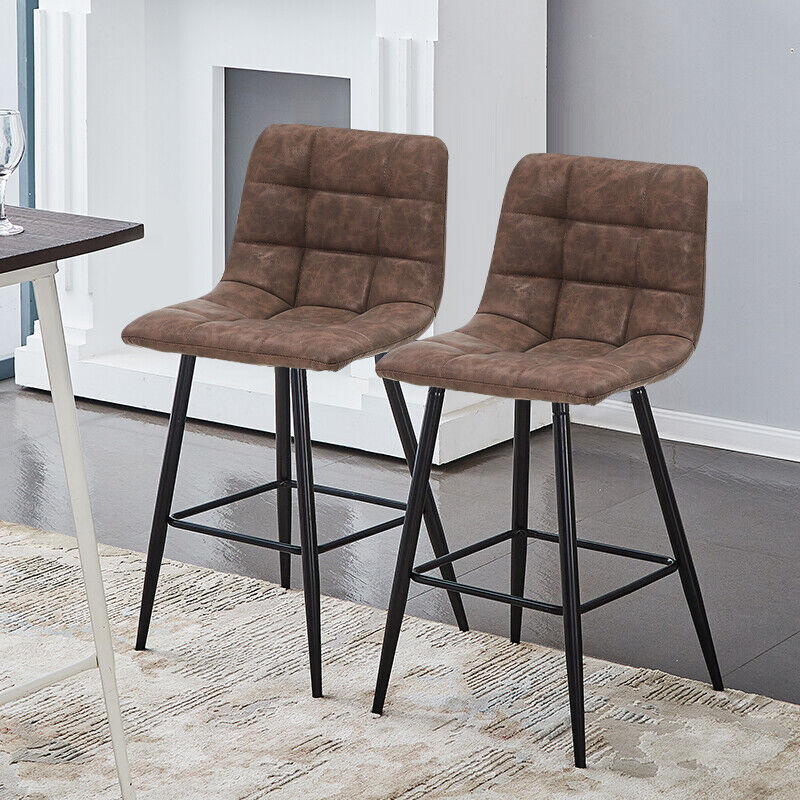 2X Bar Stools PU/ Velvet/ Fabric Breakfast Stool Chairs Kitchen Pub Grey Brown