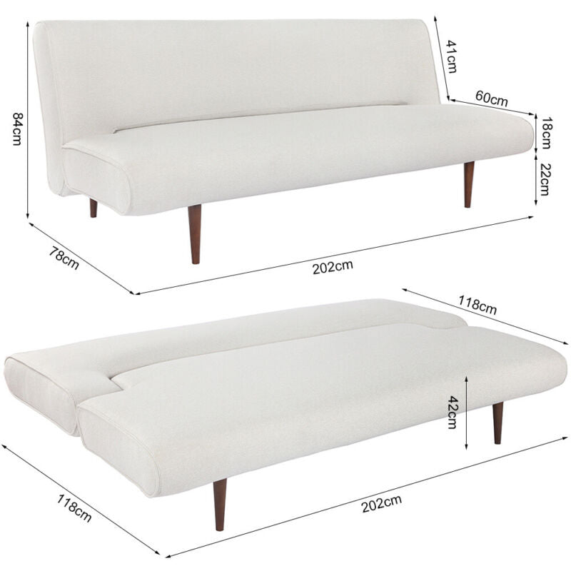 Upholstered 3 Seater Small Sofa Bed Settee Couch Recliner Sofabed Sleeper Beds