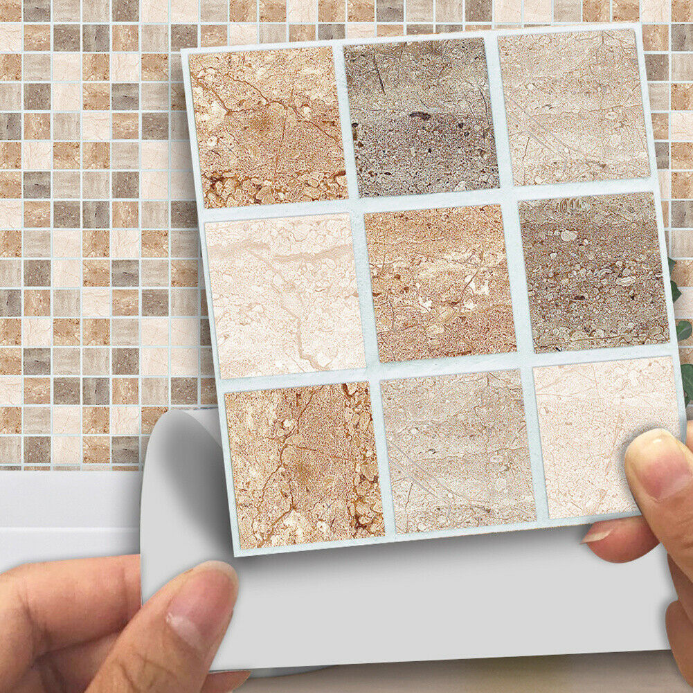 18/90pcs Kitchen Bathroom Mosaic Tile Stickers Self-Adhesive Waterproof Decal