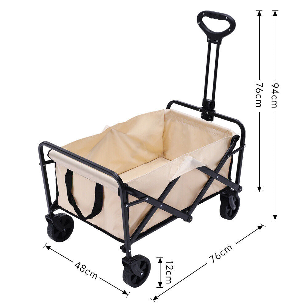 Outdoor Camping Trolley Wheelbarrow Folding Pull Along Wagon Truck Beach Fishing