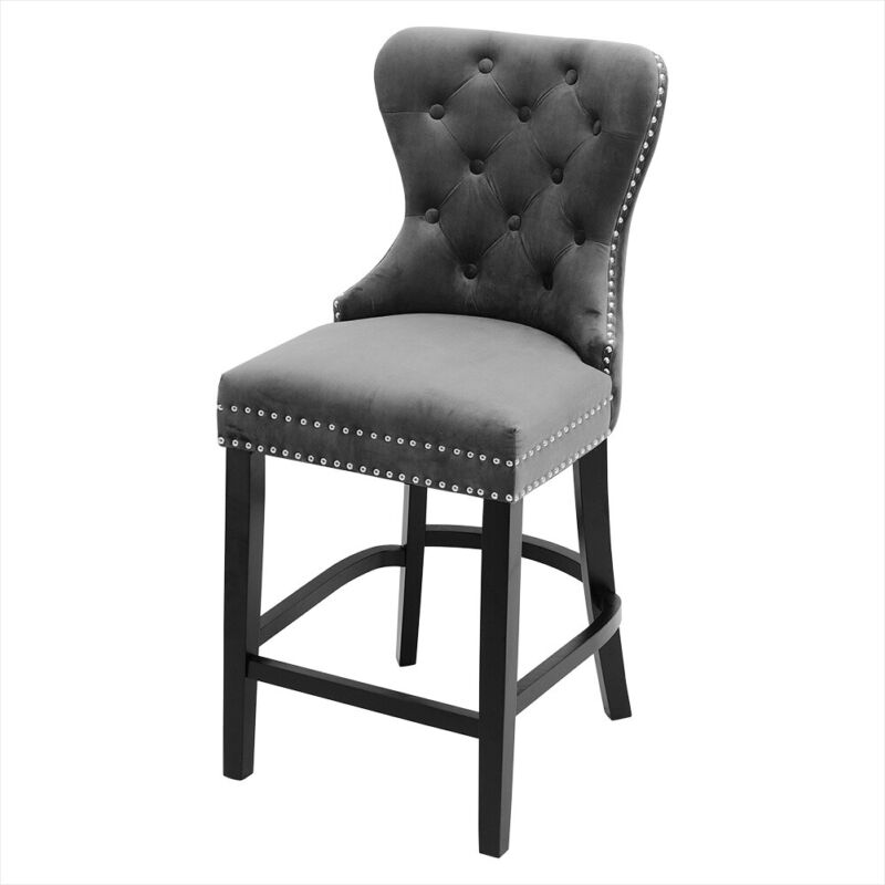 1/2pcs Button Quilted Backrest Barstool Fabric Velvet Padded Dining Chair Lounge