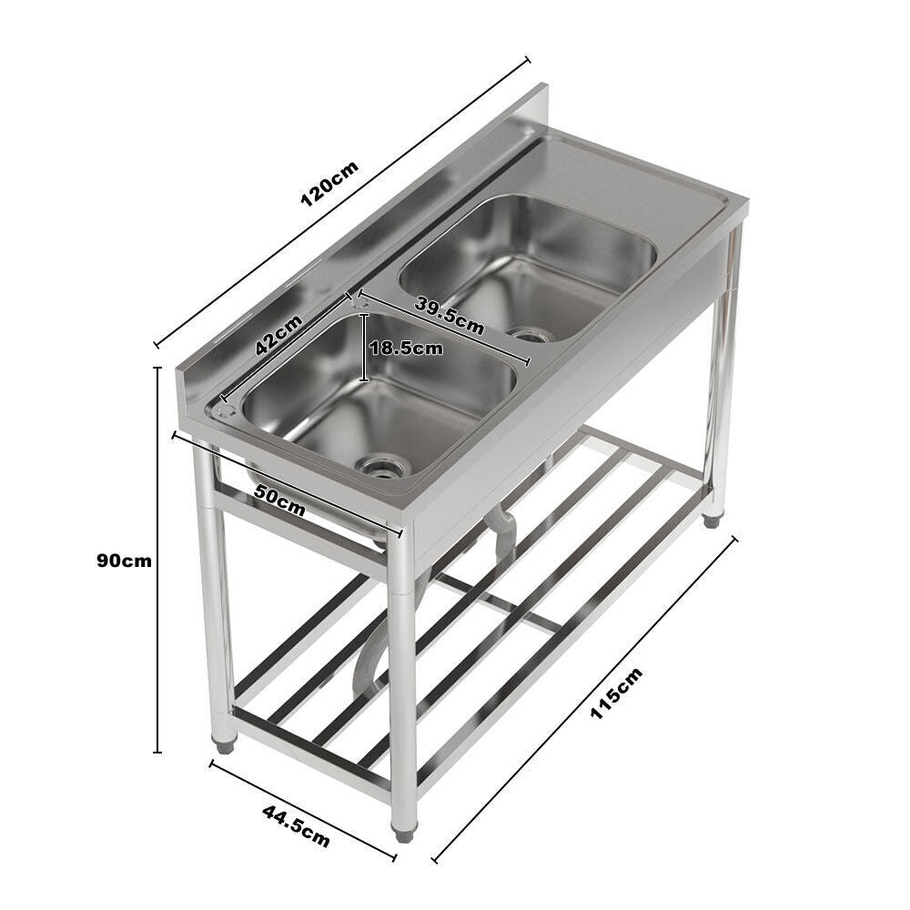 Stainless Steel Commercial Kitchen Sink Catering Sink Single Double Bowl Drainer