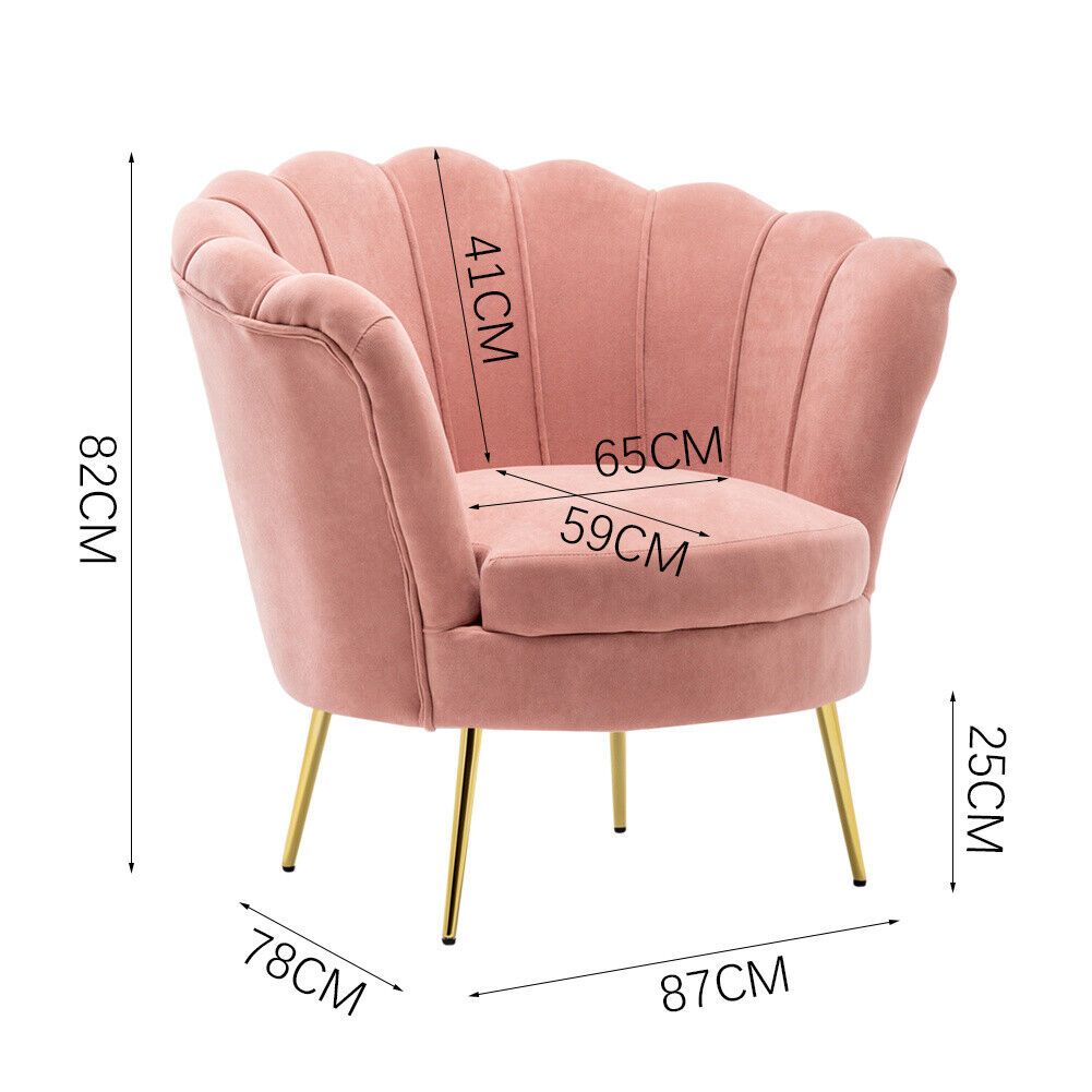Velvet Oyster Scallop Shell Tub Chair Seat Armchair Wing Back Sofa Cafe Bedroom