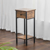Narrow Side Table 2-Tier Console Desk with Drawer Wood Nightstand Open Shelf UK