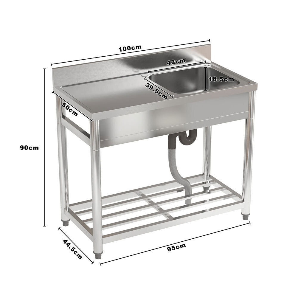 Commercial Single Bowl Catering Sink Stainless Steel Kitchen Stand Wash Unit