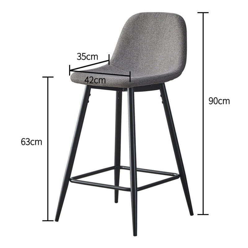 2X Bar Stools PU/ Velvet/ Fabric Breakfast Stool Chairs Kitchen Pub Grey Brown