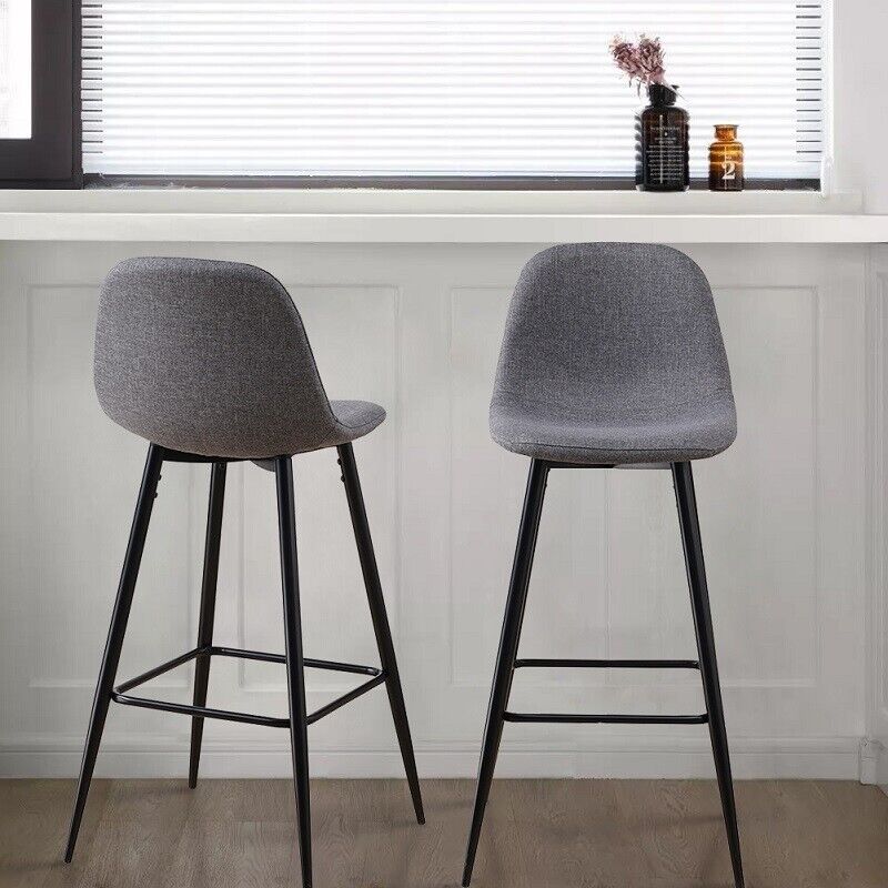 2X Bar Stools PU/ Velvet/ Fabric Breakfast Stool Chairs Kitchen Pub Grey Brown