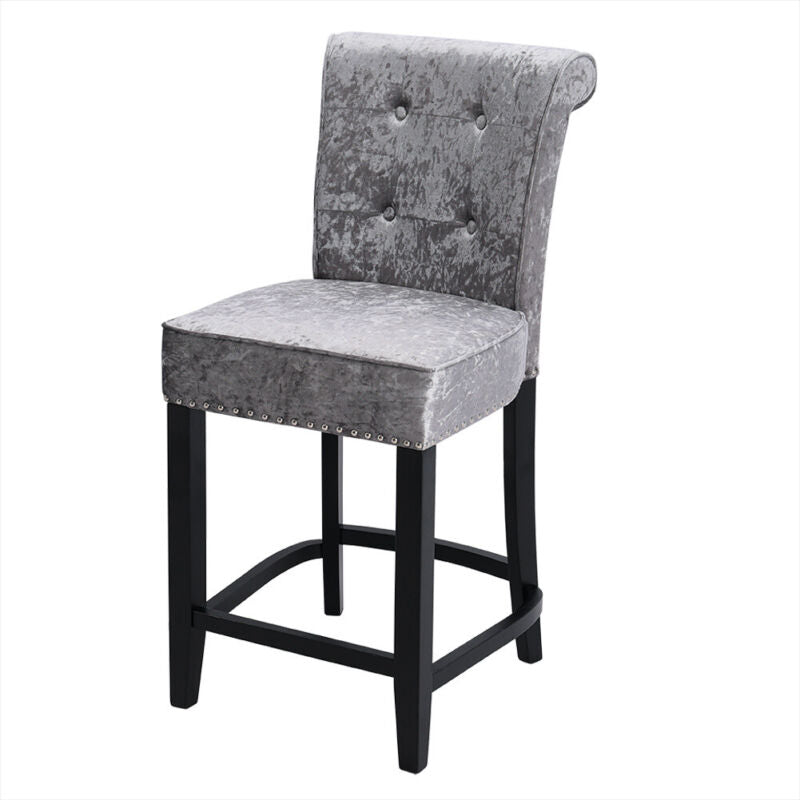 1/2pcs Button Quilted Backrest Barstool Fabric Velvet Padded Dining Chair Lounge