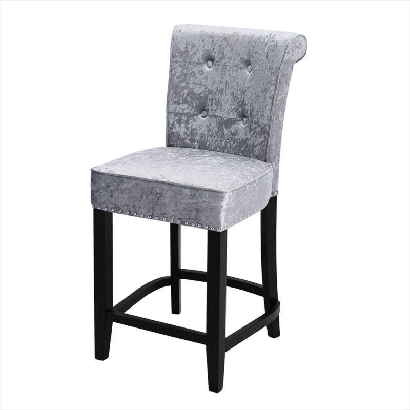 1/2pcs Button Quilted Backrest Barstool Fabric Velvet Padded Dining Chair Lounge