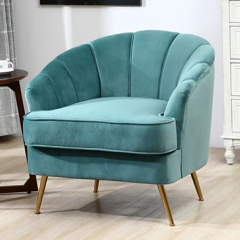 Velvet Oyster Scallop Shell Tub Chair Seat Armchair Wing Back Sofa Cafe Bedroom