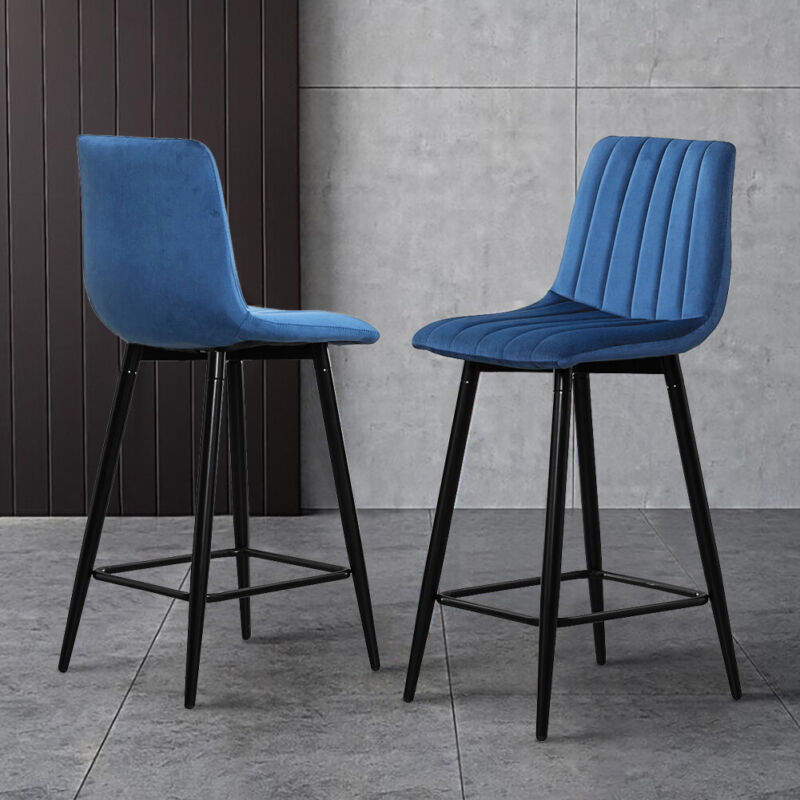 2X Bar Stools PU/ Velvet/ Fabric Breakfast Stool Chairs Kitchen Pub Grey Brown