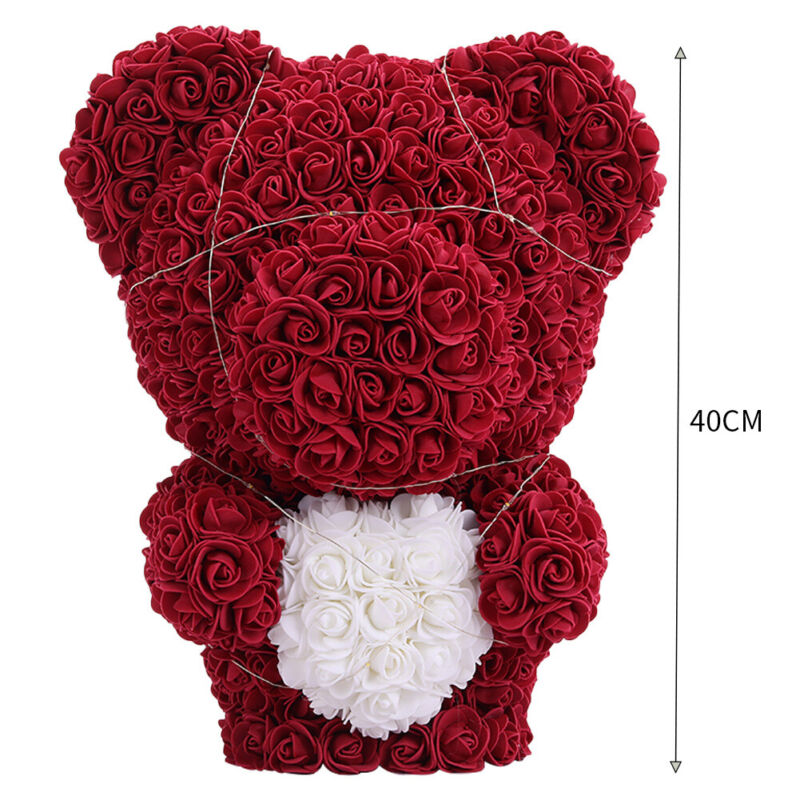 LED FOAM ROSE BEAR ARTIFICIAL FLOWER ROSE TEDDY BEAR DOLL FADDISH LOVE GIFT BOX