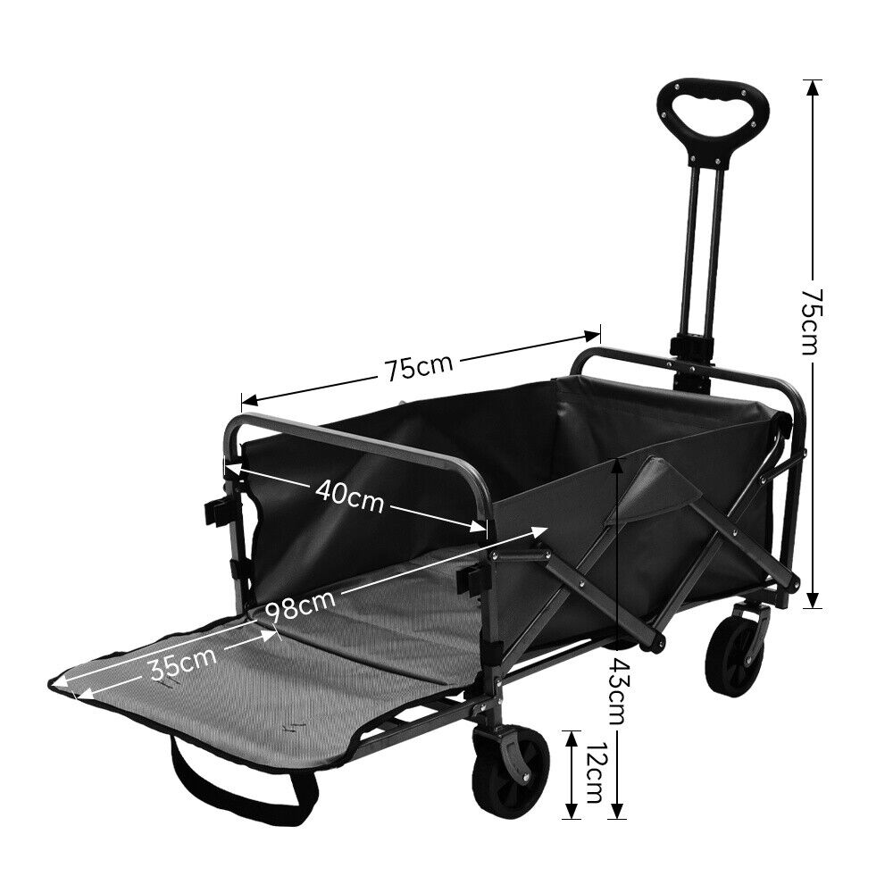 Outdoor Camping Trolley Wheelbarrow Folding Pull Along Wagon Truck Beach Fishing