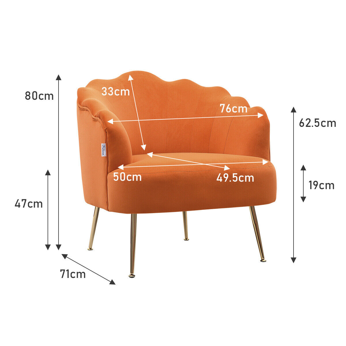 Velvet Oyster Scallop Shell Tub Chair Seat Armchair Wing Back Sofa Cafe Bedroom