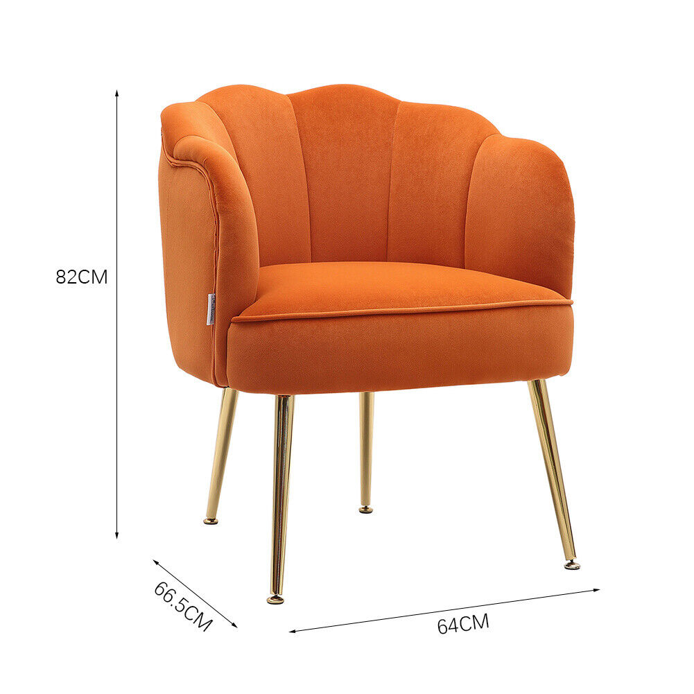 Velvet Oyster Scallop Shell Tub Chair Seat Armchair Wing Back Sofa Cafe Bedroom