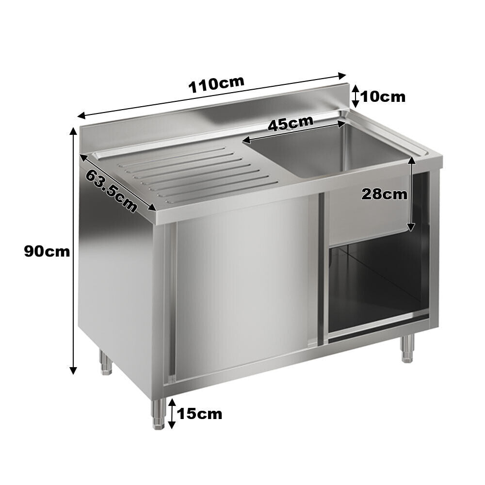 Stainless Steel Commercial Kitchen Sink Catering Sink Single Double Bowl Drainer
