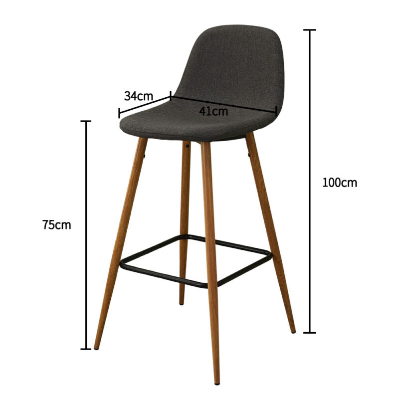2X Bar Stools PU/ Velvet/ Fabric Breakfast Stool Chairs Kitchen Pub Grey Brown