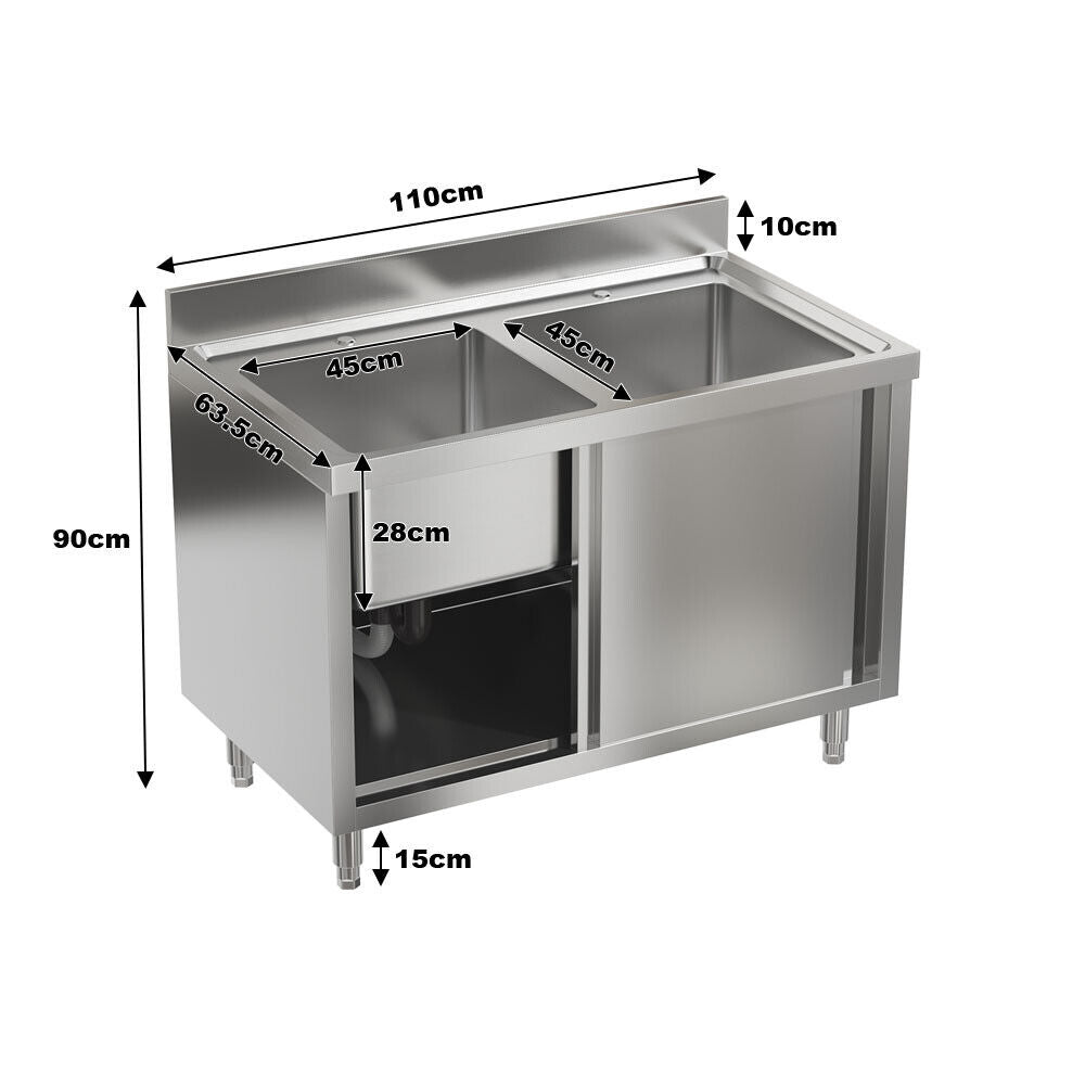 Stainless Steel Commercial Kitchen Sink Catering Sink Single Double Bowl Drainer