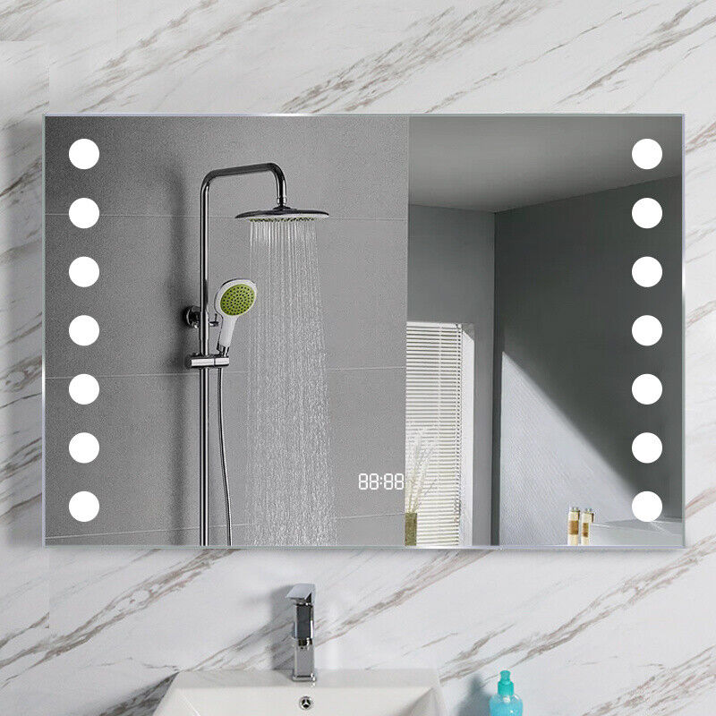 Bathroom Storage Mirror Cabinet Shelf White LED Wall Mirror with Demister Pad UK