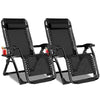 2X ZERO GRAVITY CHAIR OUTDOOR GARDEN FOLDING RECLINING SUN LOUNGER & CUP HOLDER