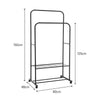 Mobile Double Clothes Hanging Rail w/ Storage Shelf Garment Shoes Display Stand