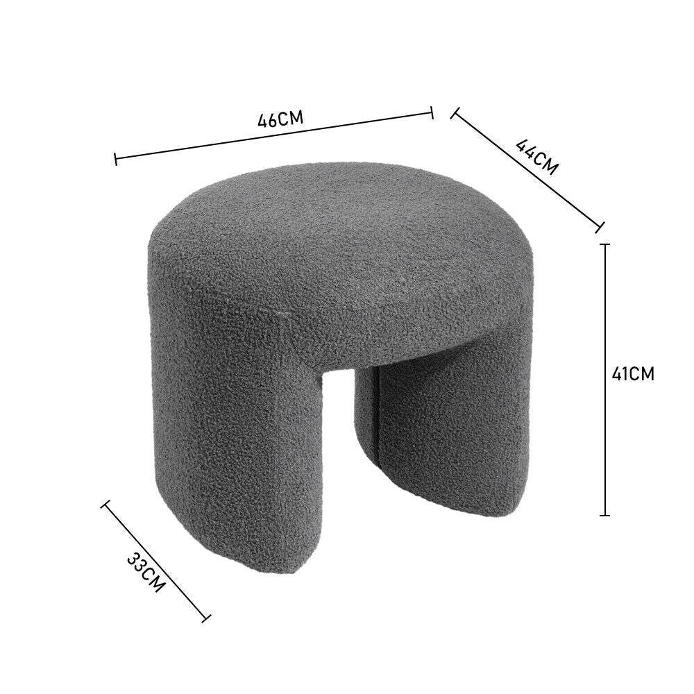 Faux Fur Footstool Dressing Table Stool Bedroom Makeup Chair Seat Round Footrest