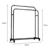 Mobile Double Clothes Hanging Rail w/ Storage Shelf Garment Shoes Display Stand