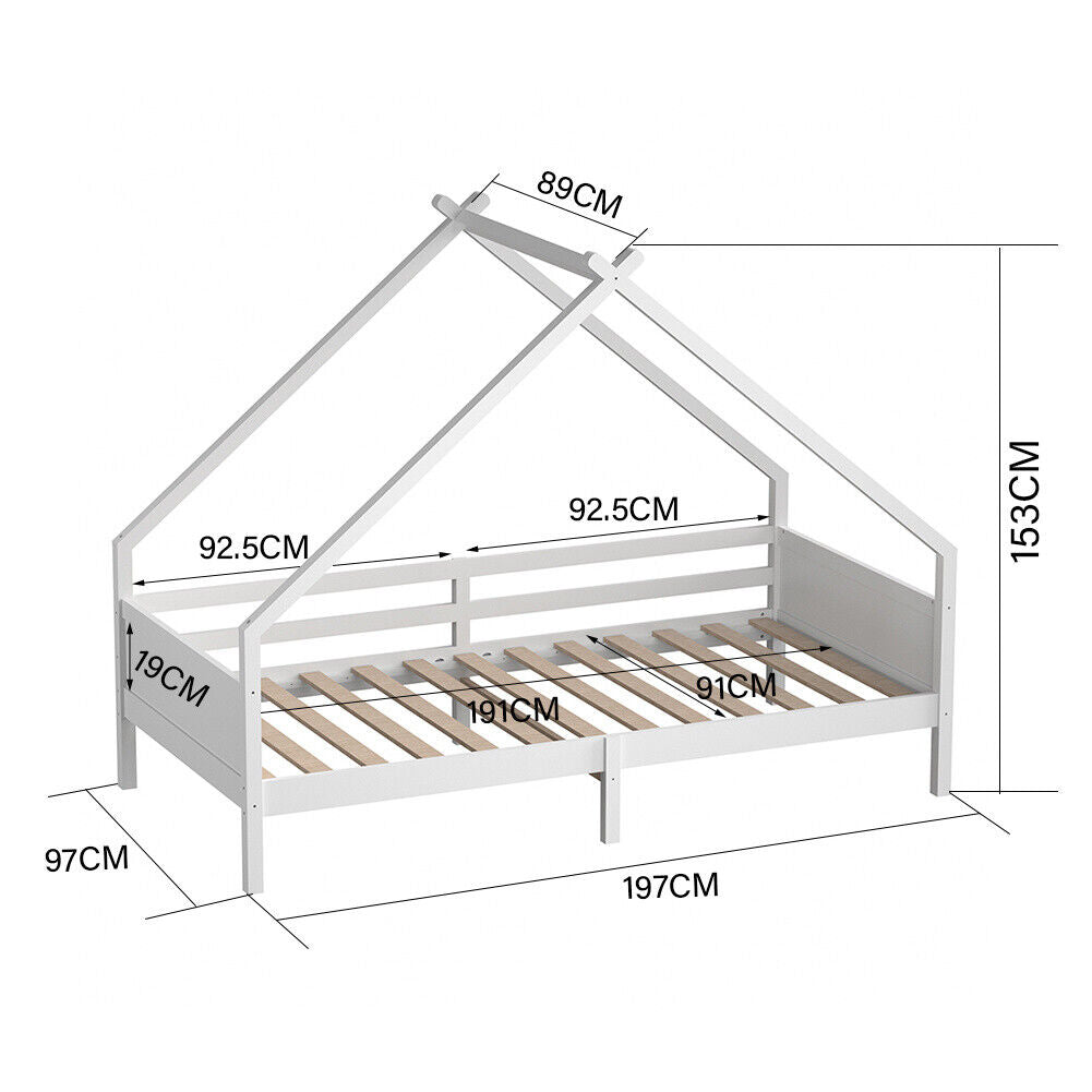 3FT House Toddler Wood Bed Frame Childrens Kids Bedframe Bedroom Furniture