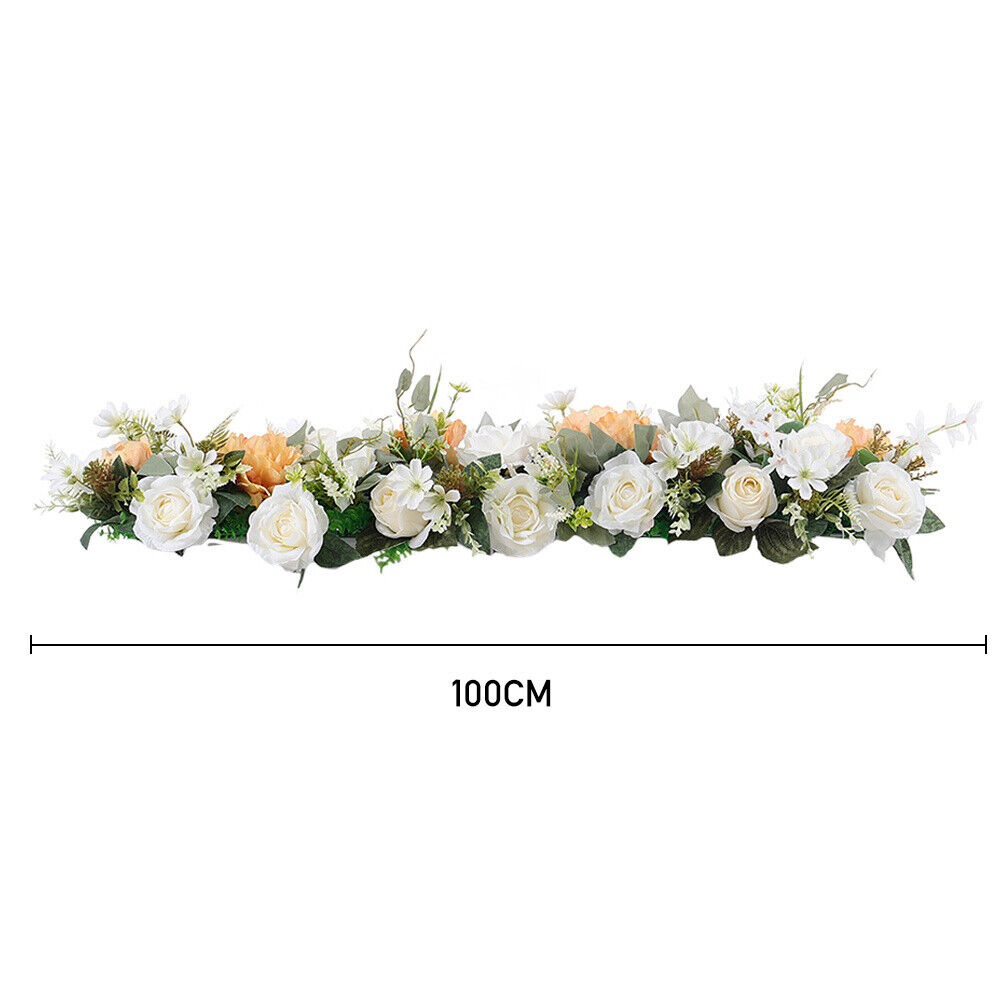 100/50cm Artificial Fake Rose Flower Row Wedding Arch Stage Wall Party DIY Decor