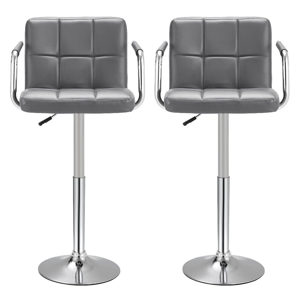 2x Breakfast Bar Stools Swivel Gas Lift Chairs Kitchen Pub Chair with Metal Base
