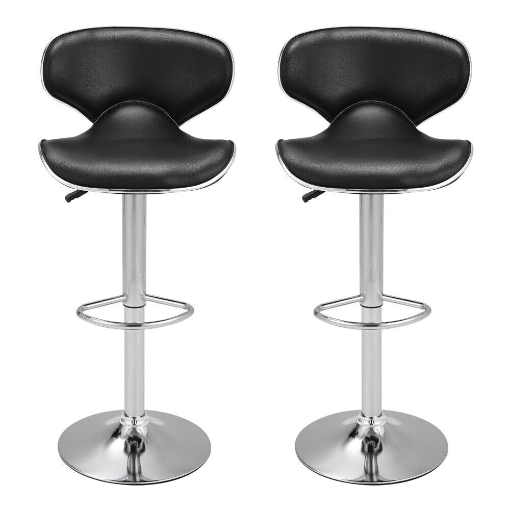 2x Breakfast Bar Stools Swivel Gas Lift Chairs Kitchen Pub Chair with Metal Base