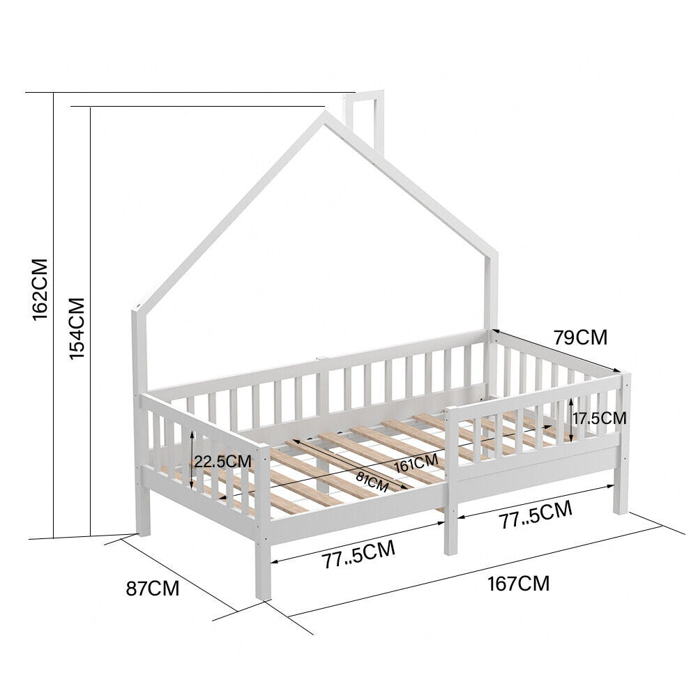 3FT House Toddler Wood Bed Frame Childrens Kids Bedframe Bedroom Furniture
