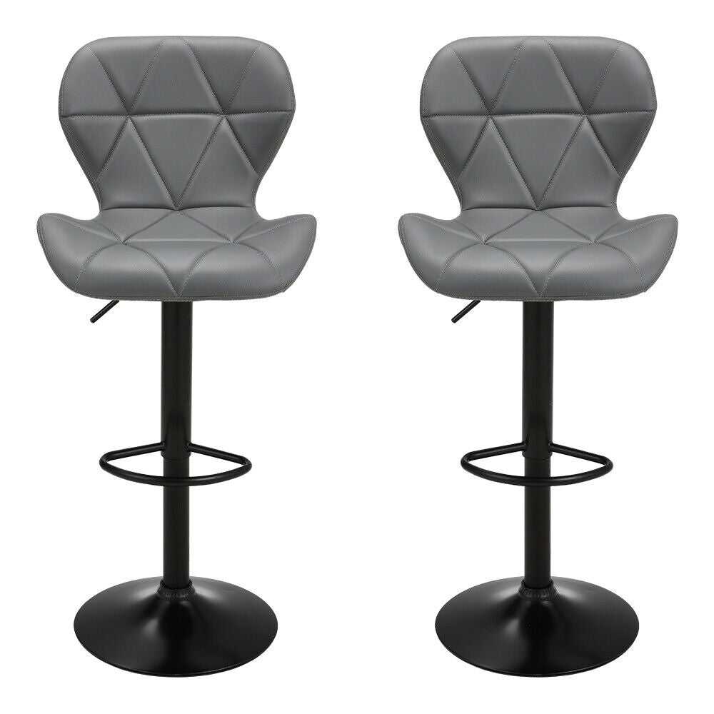 2x Breakfast Bar Stools Swivel Gas Lift Chairs Kitchen Pub Chair with Metal Base