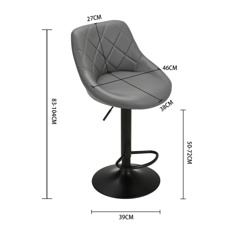2 Pieces Upholstered Swivel Stool Adjustable Height Chair Office Desk Bar Stool