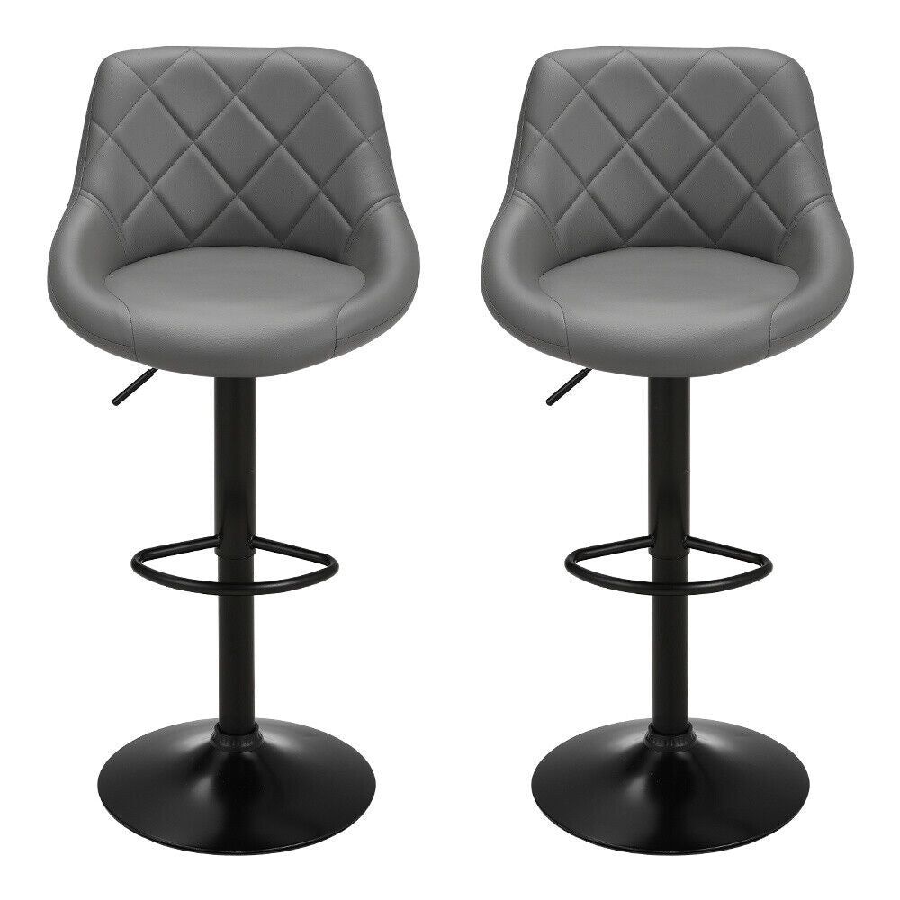 2x Breakfast Bar Stools Swivel Gas Lift Chairs Kitchen Pub Chair with Metal Base