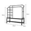 Mobile Double Clothes Hanging Rail w/ Storage Shelf Garment Shoes Display Stand