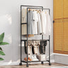 Bamboo Wooden Clothes Rail Rack Garment Coat Stand Corner Open Shelves Wardrobe