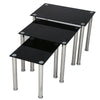 Glass Nest of Tables 3 Clear Black Modern Set Side Lamp End Table