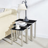 Nest of 3 Tempered Glass Nested Tables Side End Lamp Sofa Tables Living Room