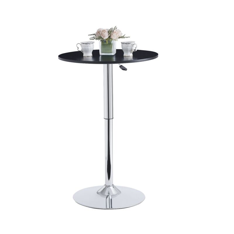 2x PU Leather Bar Stools&Round MDF Top Chromed Base Bar Table Height Adjustable