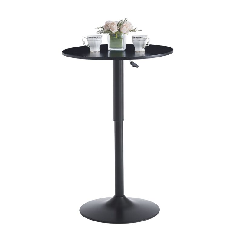 2x PU Leather Bar Stools&Round MDF Top Chromed Base Bar Table Height Adjustable