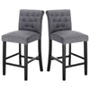 2x Chairs Bar Stools Bar Chairs linen Wood Legs Barstools High Stools grey