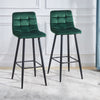 Set of 2 Dining Chairs Bar Stools Velvet Upholstered Metal Legs Barstool Chair