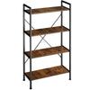 Bookcase | 4 Shelves Ladder Standing Wall Unit Oak Wooden Corner Storage Shelf