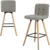 2x Breakfast Bar Stools w/ Linen Padded Backrest High Counter Chairs Kitchen Pub