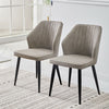 2X Retro Brown/ Grey Dining Chairs Faux Leather Kitchen Dining Room Metal Leg