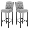 2x Breakfast Chairs Bar Stools Linen Padded Wood Legs Barstools Kitchen Pub Cafe