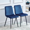 Set of 2 Velvet Dining Chairs Soft Padded Seat Metal Legs Modern Office Kitchen