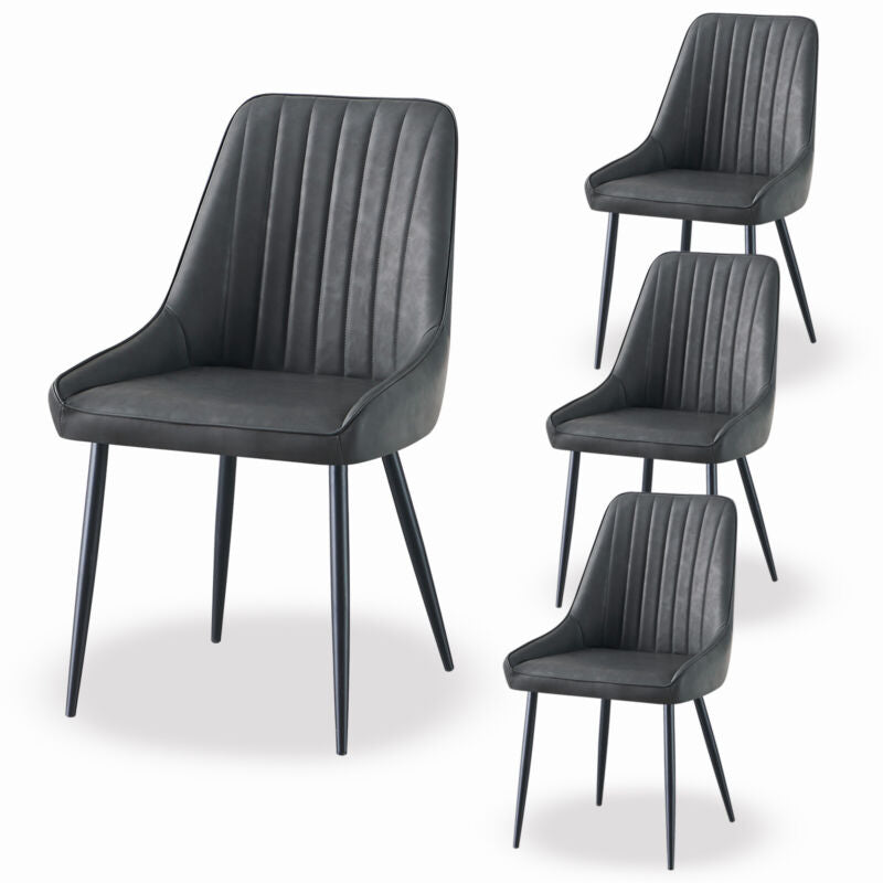 150cm Dining Table Set and 4 PU Leather Chairs Kitchen Marble Effect Grey Table