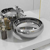 Round Wash Basin Ceramic Gold Above Counter Bathroom Sink Wash Bowl New